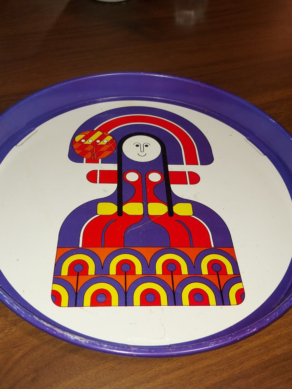 70's Tray Colorful Maid In Spain
